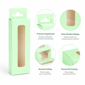 Custom Hanging Paper <b>Boxes</b> Long Rectangular Cosmetic Packaging <b>Boxes</b> With Clear PVC Window For Lip Gloss Mascara Pen Packaging - Product Image 4