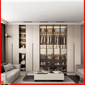 מותאם אישית מודרני בסגנון מינימליסטי, ארון בגדים עם צבע עץ וחללי אחסון מרובים, ארון ארון בגדים - Product Image 3