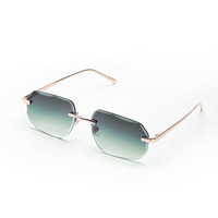 Lunettes de soleil rectangulaires UV400 2026 au design taillé diamant, légères, sans monture bleue, pour hommes et femmes