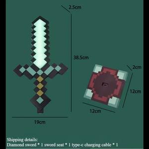 Lámpara de Escritorio con Forma de Espada de Cristal Estilo Pixel, Adorno de Luz Nocturna, Espada que Cambia de Color, Artículo de Juego, Regalo, Modelo - Product Image 4