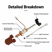Kit de composants d'imprimante 3D en gros : Hotend céramique 60W, tube en alliage de titane, buse en acier, anneau chauffant en céramique, thermistance 100K