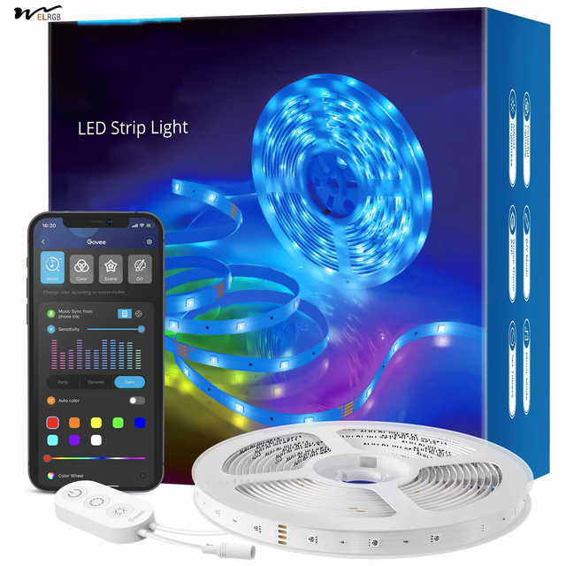 Smart LED Strip Lights 16.4ft RGB with for & Music Sync 8mm PCB IP68 Dimmable 24V Alexa/ Control 3-Year Warranty
