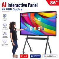 Tableau numérique intelligent tout-en-un portable avec écran tactile LCD 4K de 65, 75 et 86 pouces pour salle de classe - Vente en gros