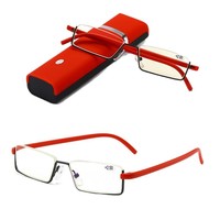 Lunettes de lecture unisexe haut de gamme à demi-monture carrée, vente en gros directe usine, avec porte-stylo, verres anti-lumière bleue TR90, modèle populaire