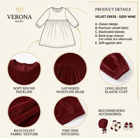 Robe trapèze en velours rouge bordeaux à manches longues pour filles, avec logo personnalisé, idéale pour les fêtes d'automne, vêtements de luxe basiques pour enfants, vente en gros B2B