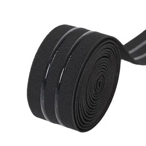 Fascia elastica alta elastica in bianco e nero <span class=keywords><strong>2</strong></span> fettuccia antiscivolo in Silicone diritta per ginocchiere sportive con nastro antiscivolo in gomma a goccia - Product Image 2