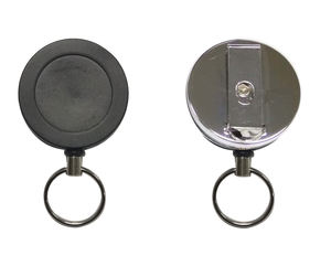 Carrete de Llave Retráctil FOCUS - Cubierta de Plástico y Base de Metal, 52 mm de Diámetro, Cable de 90 cm, Negro+Chromado - Product Image 3