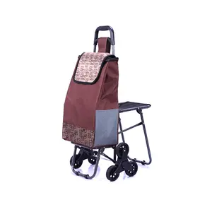 Fabbrica all'ingrosso nuovo prodotto 6 ruote shopping trolley cart bag con sedia