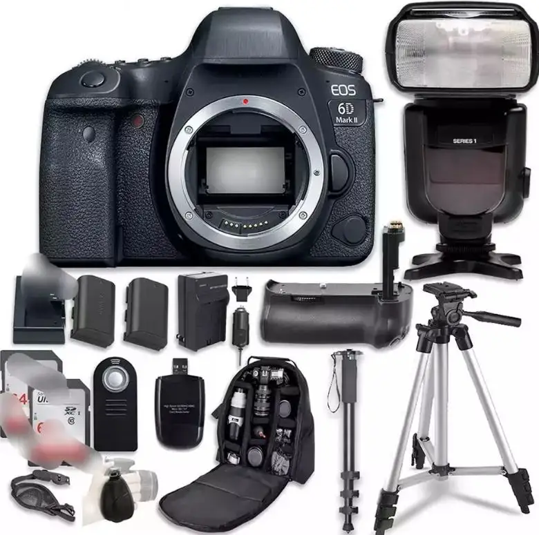 HOT 5D 6D Mark II DSLR Camera w/EF 24-105MM F/4 L is II USM Zoom Lens + Case + Tripod + Filters (34pc Bundle)
