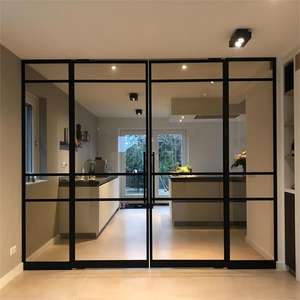 ประตูบาน<span class=keywords><strong>เลื่อน</strong></span>กระจกอลูมิเนียมอัลลอยด์กลางแจ้งทันสมัยพร้อมผิวเหล็กดีไซน์ขนาดใหญ่สำหรับการเข้าถึงมุ้งลวด - Product Image 1