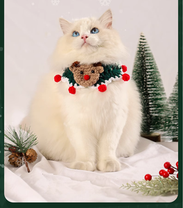 Vêtements pour chats écharpe pour animaux de compagnie collier de marionnette en tissu chat automne et hiver décoration écharpe pour chien en hiver - Product Image 1