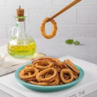 Anillos de Calamar Crujientes Empanizados, Fritos, Congelados, Precocidos, Estilo Japonés Karaage, a Granel para Restaurantes Comerciales