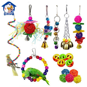 Giocattoli ecologici per uccelli per pappagalli combinazione di allenamento e gioco accessori con morso Pet Bird Bird Swing Ball and Bell - Product Image 6