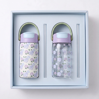 Nouvelle série de gourdes pour enfants Everich ODM sans BPA, en acier inoxydable et plastique, 14 oz, avec couvercle rabattable, pour les trajets quotidiens et les cadeaux
