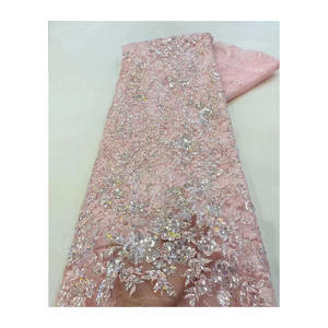 Fabricante ventas bordado con cuentas flor tela lentejuelas encaje tela para mujeres vestido de baile ropa - Product Image 6