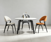 Table à manger ronde extensible moderne de luxe, 6 places, style italien, plateau en pierre frittée marbrée avec structure en métal, pour la maison et la cuisine