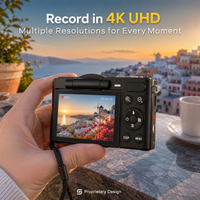 Fotocamera per Vlogging Flip 4K 64MP AF con Schermo IPS Rotante da 2.4 Pollici, Funzioni MP3, Giochi, Selfie, Timer e Data per Studenti e Creatori