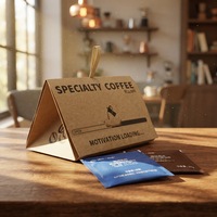 Boîte d'emballage de café haut de gamme en papier kraft avec poignée, pelliculage mat, logo noir imprimé, boîte en carton blanc pour emballage