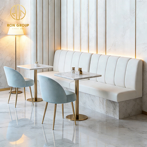 โต๊ะและเก้าอี้ร้านอาหารทรงกลมครึ่งวงกลมหินอ่อนสีขาว เฟอร์นิเจอร์ร้านกาแฟ โซฟา ที่นั่งแบบบูธ - Product Image 5