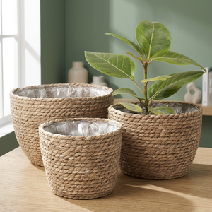 Juego de 3 Macetas Artesanales de Jacinto de Agua, Cestas de Almacenamiento Ecológicas en Forma de Cuenco para Sala de Estar, Uso Interior - Product Image 4