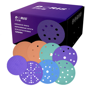 DORIS Purple Disque de ponçage à boucles et crochets en céramique de 125mm Disque rond à velcro Disque de papier abrasif pour le retrait et le resurfaçage de plusieurs trous - Product Image 1