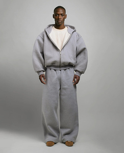 Sweat à Capuche Court Zippé en Coton <span class=keywords><strong>de</strong></span> Luxe 500 GSM avec Logo Brodé 3D Personnalisé, Molleton Épais Noir, Grande Taille, pour Hommes - Product Image 3