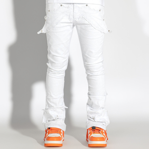 Gingto Ma Trắng denim jeans với đôi cánh thoải mái phù hợp với jeans baggy xếp chồng lên nhau jeans người đàn ông - Product Image 1