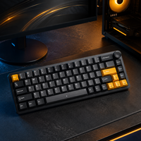 Teclado Mecánico Inalámbrico Tri-Modo Personalizable con Retroiluminación RGB, Perilla Giratoria, Conexión 2.4G, Cableado, Logotipo OEM, Embalaje