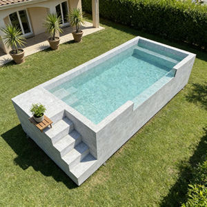 Piscine formelle avec un design symétrique et un aménagement paysager ornemental - Product Image 4