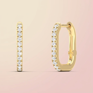 Pendientes de Aro Clásicos con Diamantes Cultivados en Laboratorio de Corte Redondo en Una Sola Hilera, en Oro de 10K, 14K, 18K, Plata de Ley 925 y 935, Joyería Fina - Product Image 1
