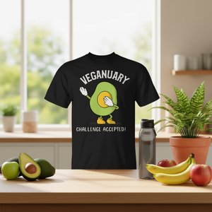 Camiseta Vegana con Diseño de Aguacate Negro para el Reto Veganuary, Camiseta Promocional con Motivación Vegana - Product Image 3