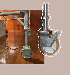 移動式アルミ足場塔用PUキャスター、ロングステム亜鉛メッキ、ブレーキ付き - Product Image 4