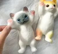 Jouet Squishy Chaton Viral, Chat Réaliste Floqué, Jouet à Presser en TPR Souple, Anti-stress Animal pour Décoration Esthétique de Chambre, de Bureau, Cadeau pour Adulte