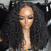 Vendeur en gros de perruques de cheveux bouclés bruts birmans, perruques de cheveux humains bouclés profonds avec fermeture en dentelle transparente, densité 180% 200% 250%