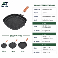 Poêle à frire pliable de 20 cm, antiadhésive, carrée, pour grillades, portable, pour camping, poêle à œufs, revêtement en pierre Maifan, pour extérieur
