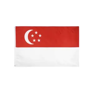 Grosir 3 * 5ft 75d layar sutra poliester cetakan bendera Singapura bendera nasional