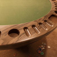 Table de poker Texas pour 8 joueurs, robuste, moderne et luxueuse, avec pieds en chêne massif, design standard de casino en mélamine, pour bar ou lounge.