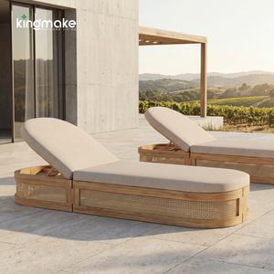 Set di Mobili da Esterno in Alluminio <span class=keywords><strong>per</strong></span> Spiaggia, Lettini Prendisole Regolabili Impermeabili con Cuscini - Product Image 1