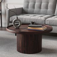 Table console ronde en bois massif de haute qualité, finition noyer, écologique, mobilier haut de gamme pour salon, bureau à domicile, hôtel