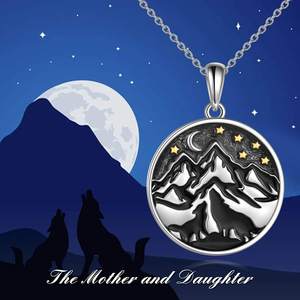 Gioielli alla moda 925 in argento Sterling Design <span class=keywords><strong>Wolf</strong></span> & Mountain ciondolo collana per uomo - Product Image 6