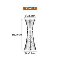 Jigger à cocktail personnalisé OEM/ODM en acier inoxydable 304, gravé tête de mort, 30/60 ml, à large ouverture, pour la mesure au bar et l'approvisionnement hôtelier