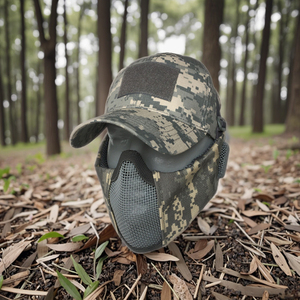 Masque tactique respirant en fil d'acier demi-visage pour les amateurs de plein air, masque en maille pliable pour <span class=keywords><strong>airsoft</strong></span>, chapeau - Product Image 4