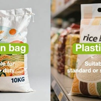 Sac tissé en PP laminé personnalisé pour l'emballage du riz et des aliments, 10 kg, 25 kg, 50 kg