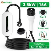 Gocean 3.5kw Pengisi Daya Listrik Cepat Tipe Rumah Tangga 2 Stasiun Pengisian Daya Fase Tunggal 16a Pengisi Daya EV Portabel untuk Mobil