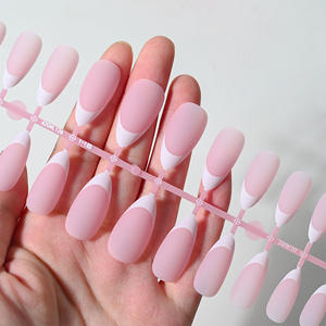 120 Uds puntas de uñas preaplicadas almendra Rosa francés desnudo puntas de uñas de Gel suave DIY Nail Art Matt - Product Image 3
