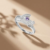 Bague Éternité en Laiton Plaqué Argent, Tendance, Thème Anime, Cadeau de Fiançailles et de Fête, Bijou Unisexe