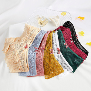 Slip da <span class=keywords><strong>donna</strong></span> a vita media in <span class=keywords><strong>pizzo</strong></span> di alta qualità, sexy, con fiocco e cinturino incrociato - Hot Sale - Product Image 3