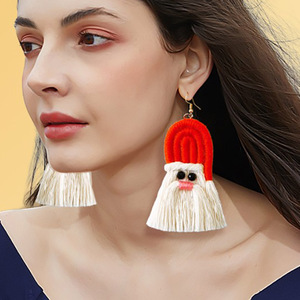 Spring women tassel hoop Earrings Creative Cartoon Bohemian Tassel Braided Handmade Earrings Wholesale christmas <strong>jewelry</strong> - Product Image 1