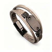 Bracelet multi-couches pour homme avec croix de Jésus, fermoir magnétique, bijou religieux chrétien vintage, cadeau