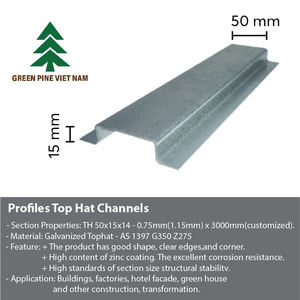 Coûts de projet de construction optimisés 0.75mm d'épaisseur en alliage d'acier galvanisé Top Hat Furring Channel ASTM Standard Custom Cutting - Product Image 3